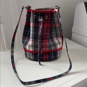 Tommy Hilfiger vintage Plaid Crossbody bucket Bag in Red and Blue